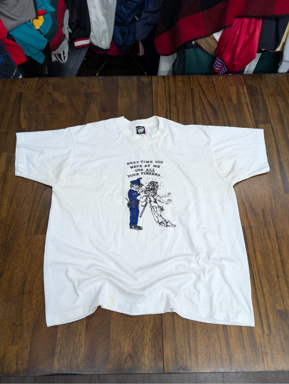 Vintage Screen Stars Cop Use All Your Fingers T Shirt XXL